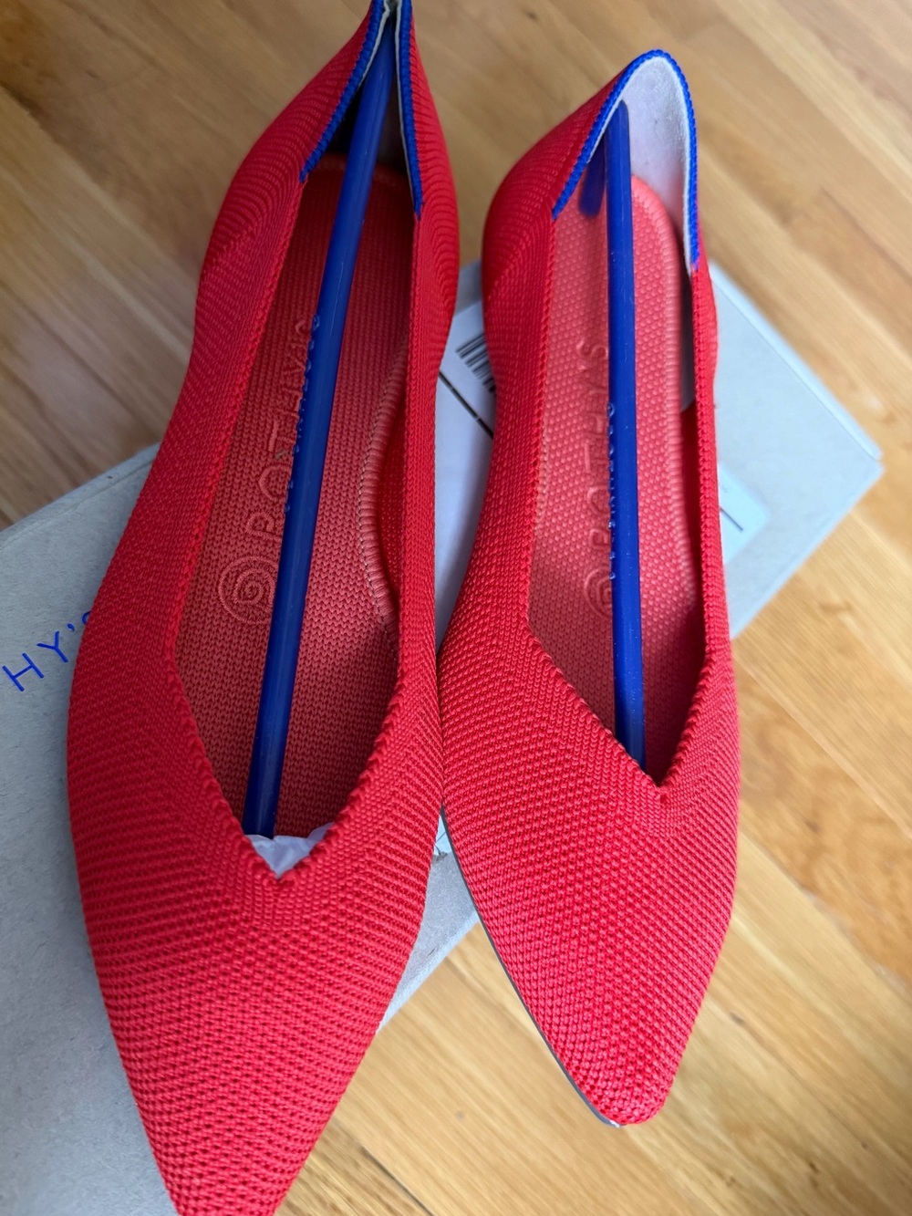Rothy's Bright Red Pointed Knit Flats